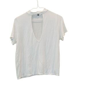 Missguided Cutout Keyhole Short Sleeve Boxy Top White Medium